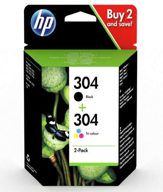 HP 304 Dual Pack (Yield: 120 Pages Black/ Yield: 100 Pages Tri-Colour) Ink Cartridges HP 304 Dual Pack (Yield: 120 Pages Black/ Yield: 100 Pages Tri-Colour) Ink Cartridges